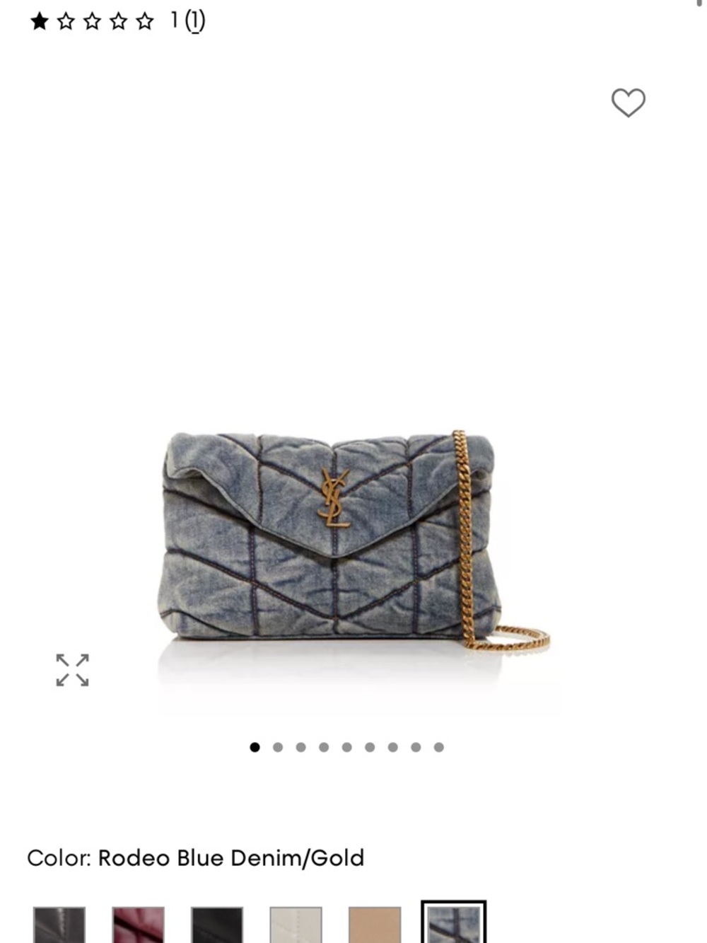 Saint Laurent Rodeo Blue Denim Quilted Chain Shoulder Bag with Gold Hardware